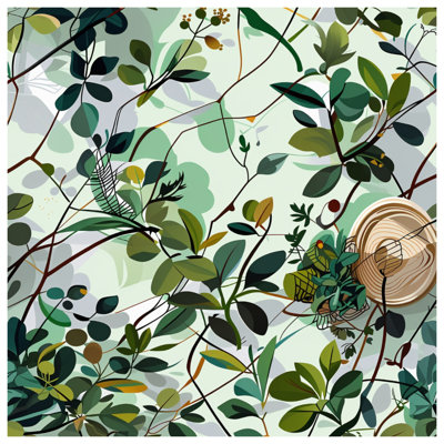 Leafy Botanical Illustration Quilted Bedspread All Sizes
