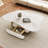 41.7" Gold Coffee Table With Abstract Shaped Design, Faux Marble Stainless Steel Base Coffee Table With Storage-761458185