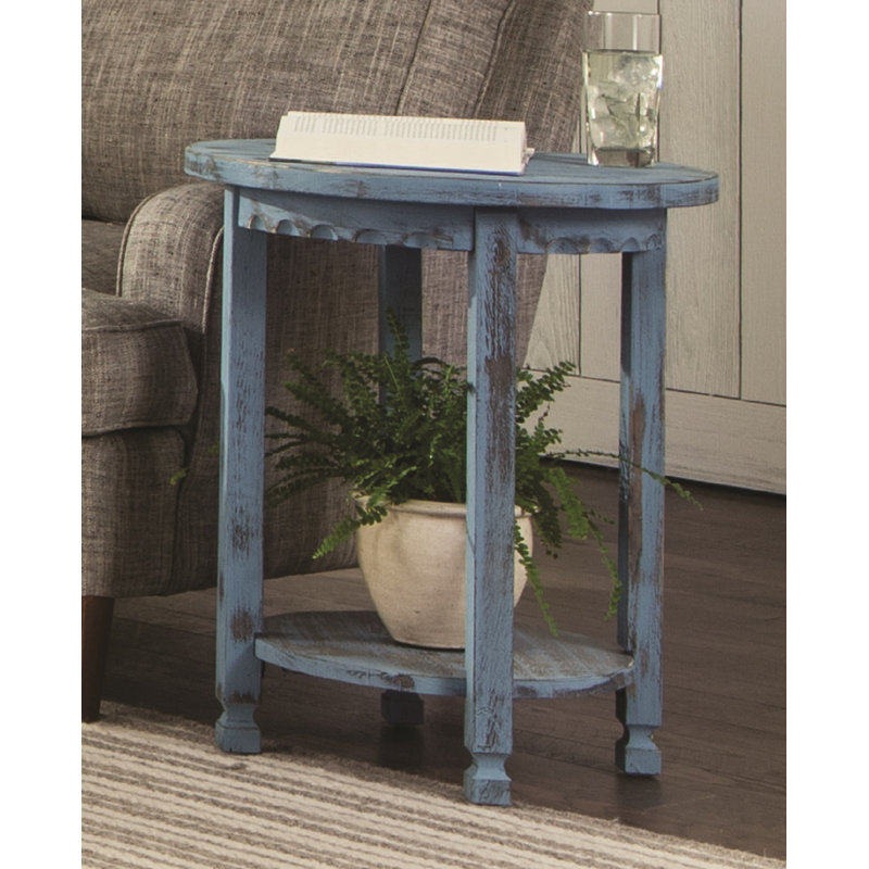 Mangum Solid Wood End Table, Blue