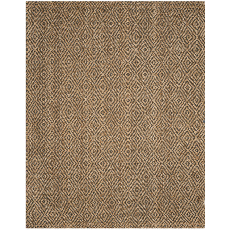 Aerionna Geometric Hand-Woven Natural Jute Fiber Area Rug, Rectangle de 10 pi x 14 pi