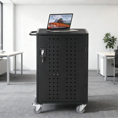 32 Laptop Charging Cart with Lock & Key, Charging Station Cart Up to 15.6" Device for Classroom & Office