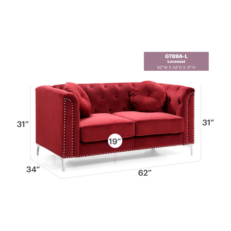 Causeuse moderne avec 2 boîtes Modern Canapé Glory Furniture Pompano, Bourgogne