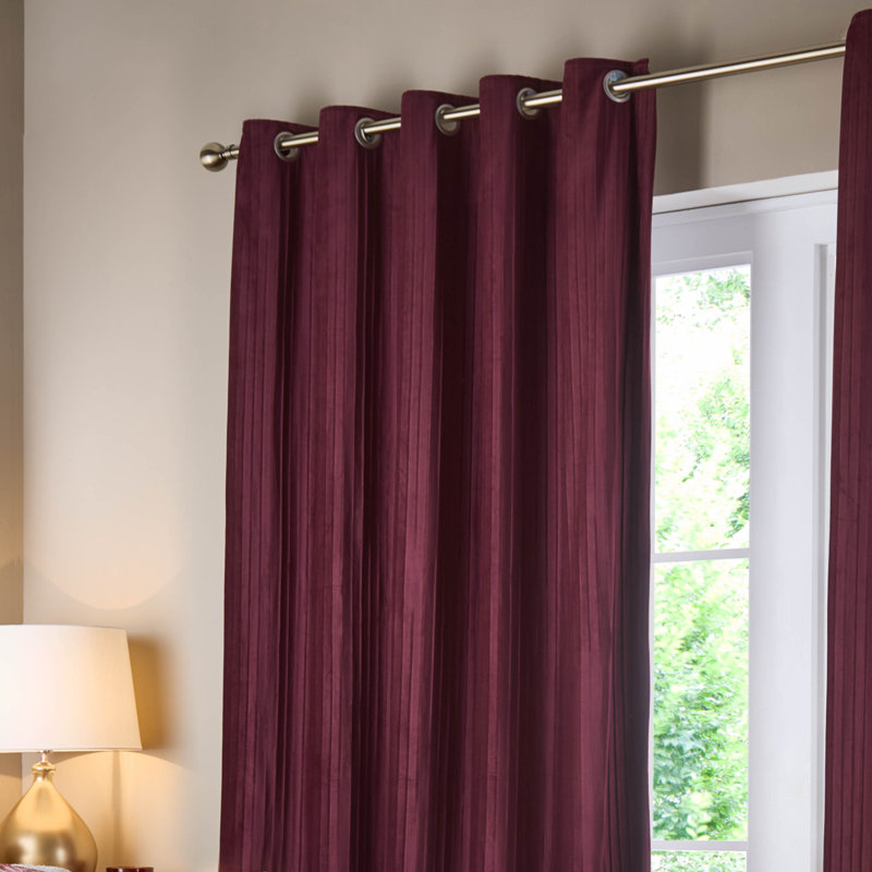Corinthian Polyester Room Darkening Grommet / Eyelet Curtain Panel Pair, Red, 90cm Width x 183cm Drop