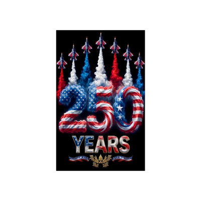 Jet Smoke 250 Number Red Hanging Flag Independence Day Themed 12X18 in (30 X 45cm) Courtyard Decor