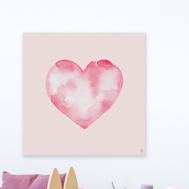 Margarida Blurry Heart Print on Wrapped Canvas, 48" H x 48" W