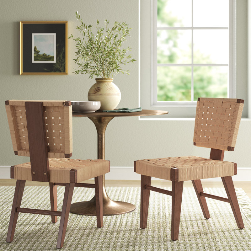 Alfie 18.3'' H Leather Upholstered Ash Armchair, Walnut/Natural