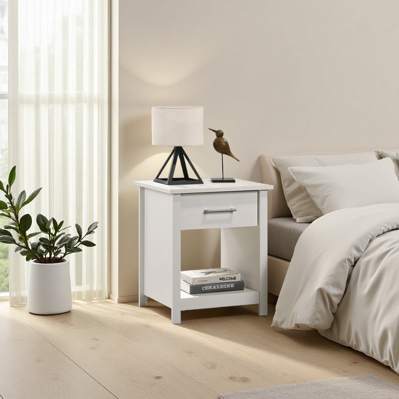 20"W 1-Drawer Nightstand Bedside Table, White