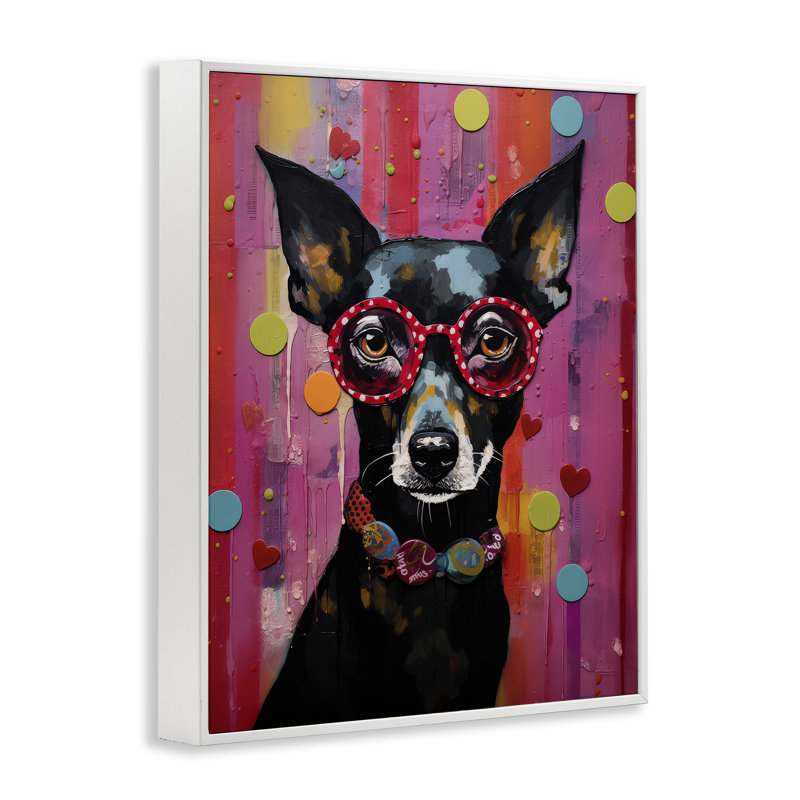 Dobermann, chien avec lunettes, estampe numérique par LSR Design Studio be-576, Estampe numérique encadrée blanc bord de mer