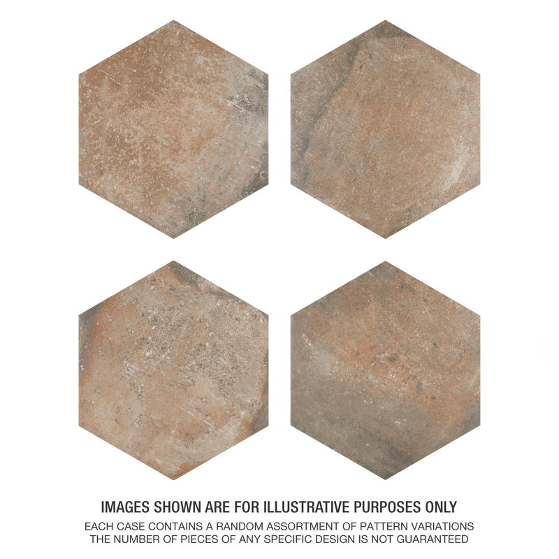 Boston Ferro 14" x 16" Porcelain Wall & Floor Tile, Cream/Brown/Tan