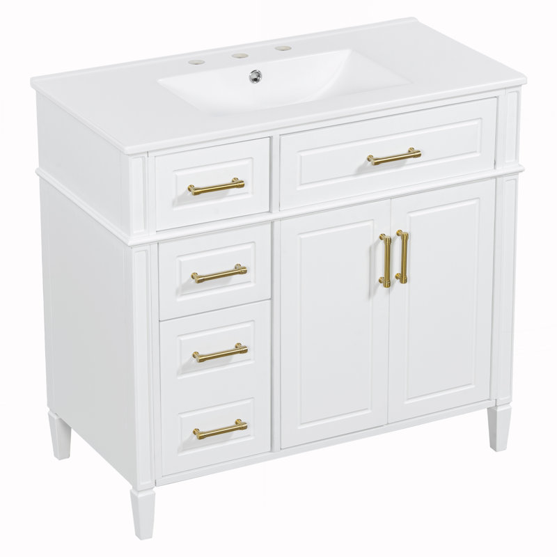 Meuble-lavabo de salle de bain avec lavabo, Blanc