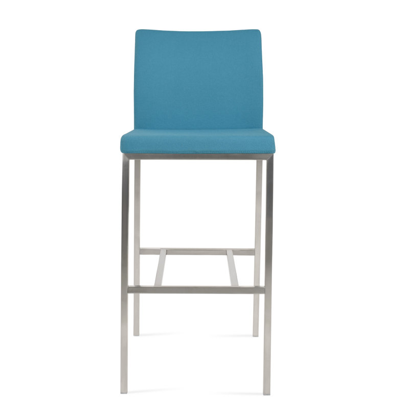 Tabouret Aria, Tabouret de comptoir (siège d'une hauteur de 24 p, Noir, Laine gris foncé