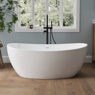 55'' Freestanding Acrylic Tub Freestanding Soaking Bathtub