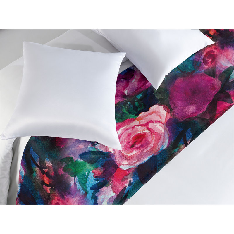 Tapis de lit Ambesonne Blooming Roses Wild Spring Fleurs magenta foncé rose pâle, Très grand lit