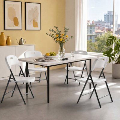 Chaises pliantes en plastique - Capacité de poids de 800 lb, résistantes aux taches - Chaises empilables commerciales pour l'intérieur et l'extérieur (blanc, paquet de 20)