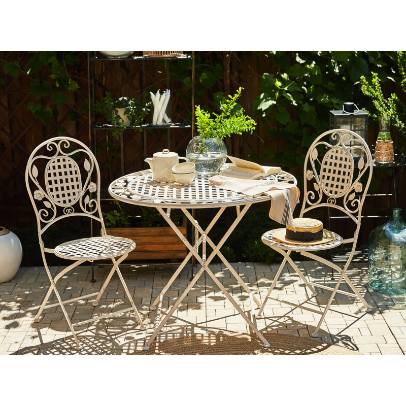 Fostoria Folding Patio Dining Side Chair with Cushion, White