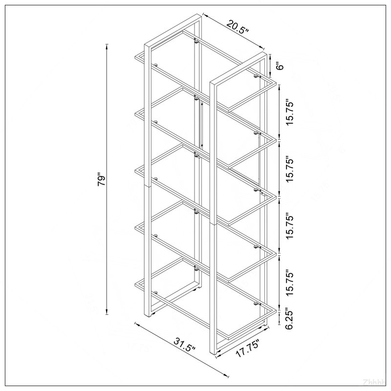 Colfax Clear 5-shelf Bookshelf