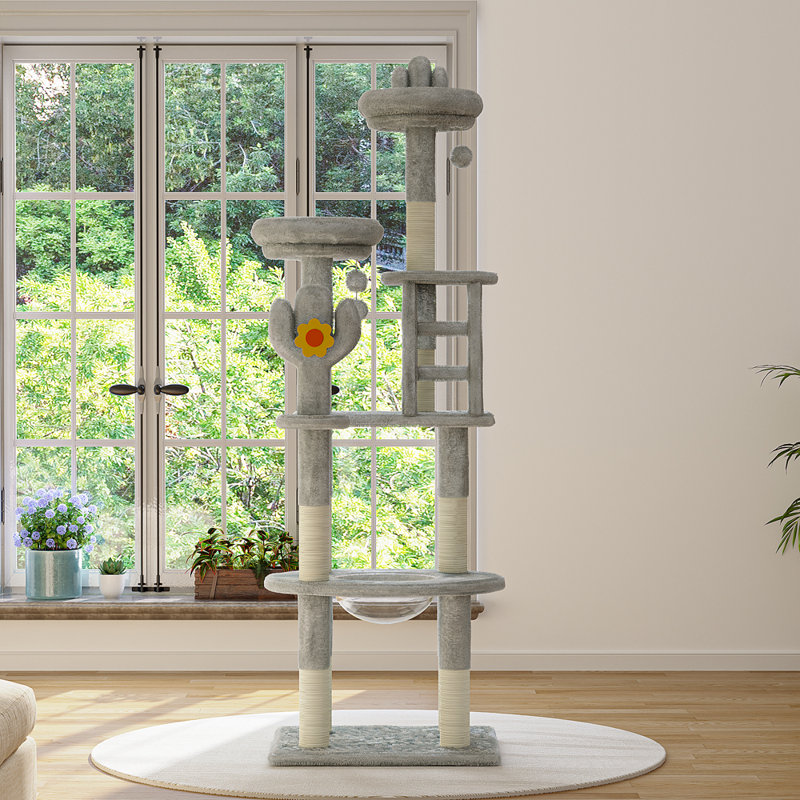 Grand arbre à chat pour chats d'intérieur, Gris