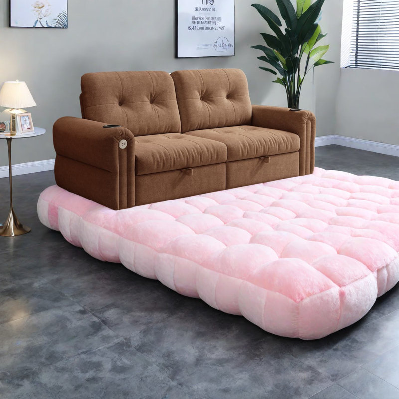 Multifunctional Modern Chenille Sofa Bed, Steel Frame, Home & Office