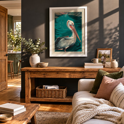 Floating Pelican Coastal - Framed Print
