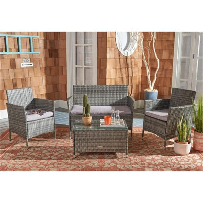 Ensemble de patio 4 pièces gris