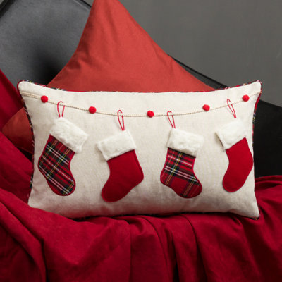 Decorative Christmas Applique Throw Pillow Cover 12x20 Inch