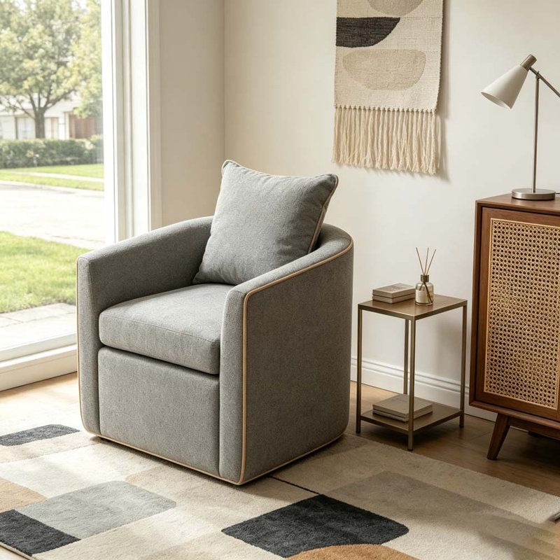 Fauteuil pivotant rembourré Fauteuil club, Gris clair