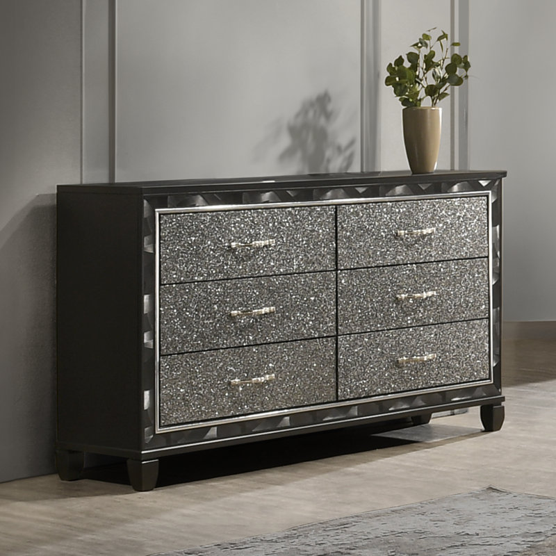 Commode 6 tiroirs Joi, Noir, noir, noir, noir