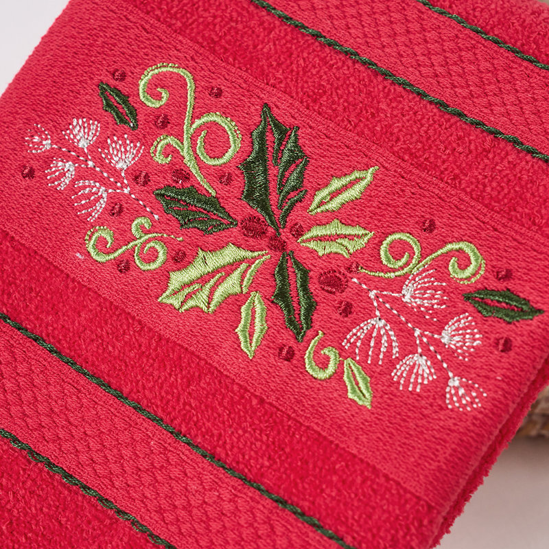 Ensemble de 3 serviettes de bain de Noël à motif de richesse de Noël 100% coton
