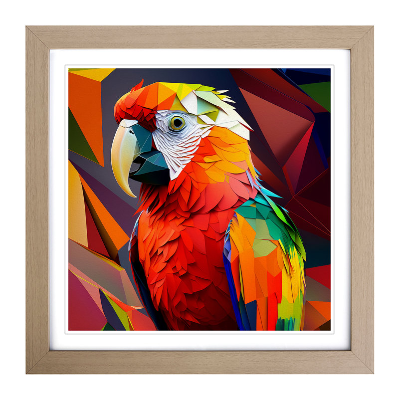 Parrot Cubism - Framed Print, Oak