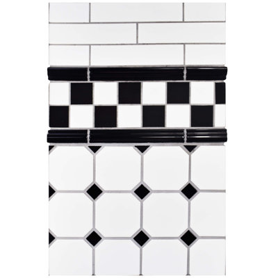 Neros 7.9" x 1.3" Glossy Ceramic Mudcap Tile Trim in Nero