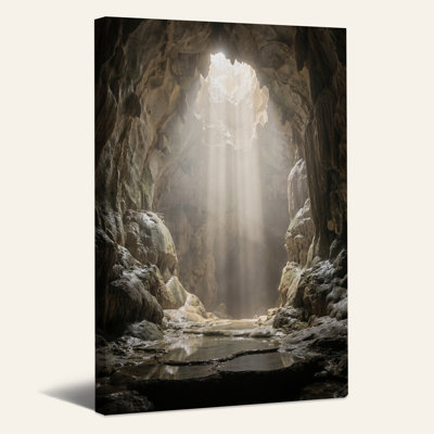 Sunbeam Streaming Into Rocky Cave, art mural sur toile