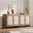 Rattan Sideboard Buffet Cabinet with Adjustable Shelf, Rattan Doors & Spacious Storage-1367579614