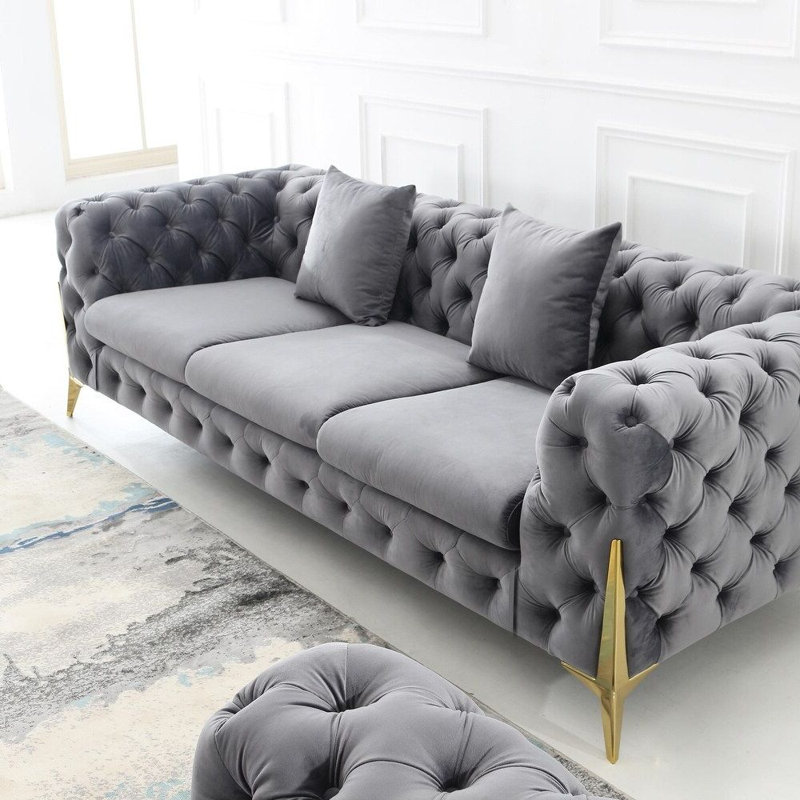 Canapé Chesterfield Windsor, 29.5" H x 92" W x 39" x D