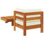 Ensemble de chaise de coin et de table basse 2 pièces, bois brun à lattes, crème