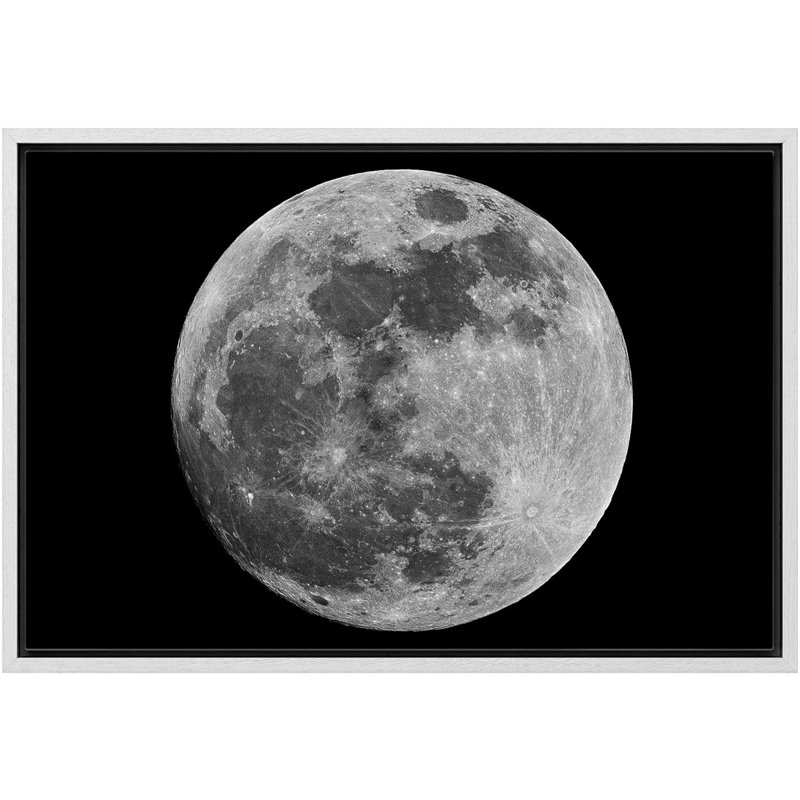 "Pleine lune" sur toile, H 24 po x l 36 po, Cadre blanc