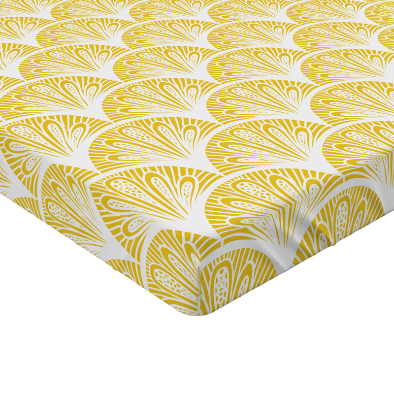 Drap-housse orange Ambesonne, Jaune terre / blanc festonné, Drap-housse pour lit simple TG