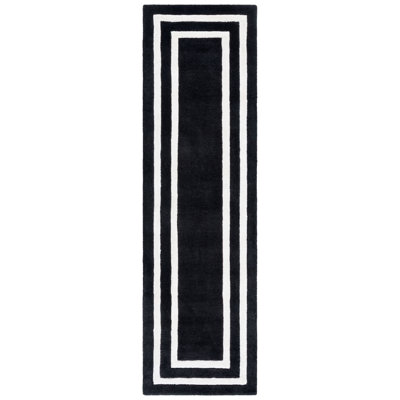 Lauren Ralph Lauren 6953 Hand Tufted Wool; Viscose Geometric Rug in Charcoal/Ivory
