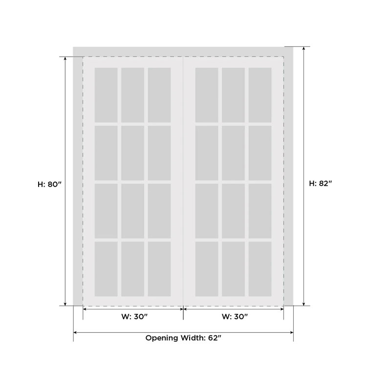 Lucia 2661 White Silk 80" x 60" French Double Panel Solid Wood Doors
