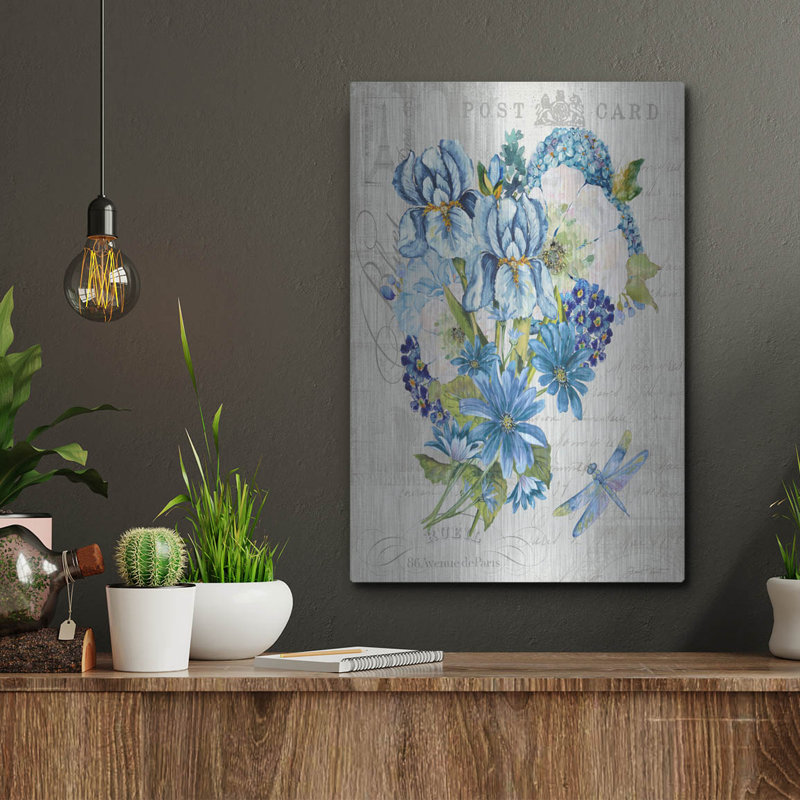 «Bouquet Francais D» par Jean Plout, art mural en métal, H 16 po x l 12 po