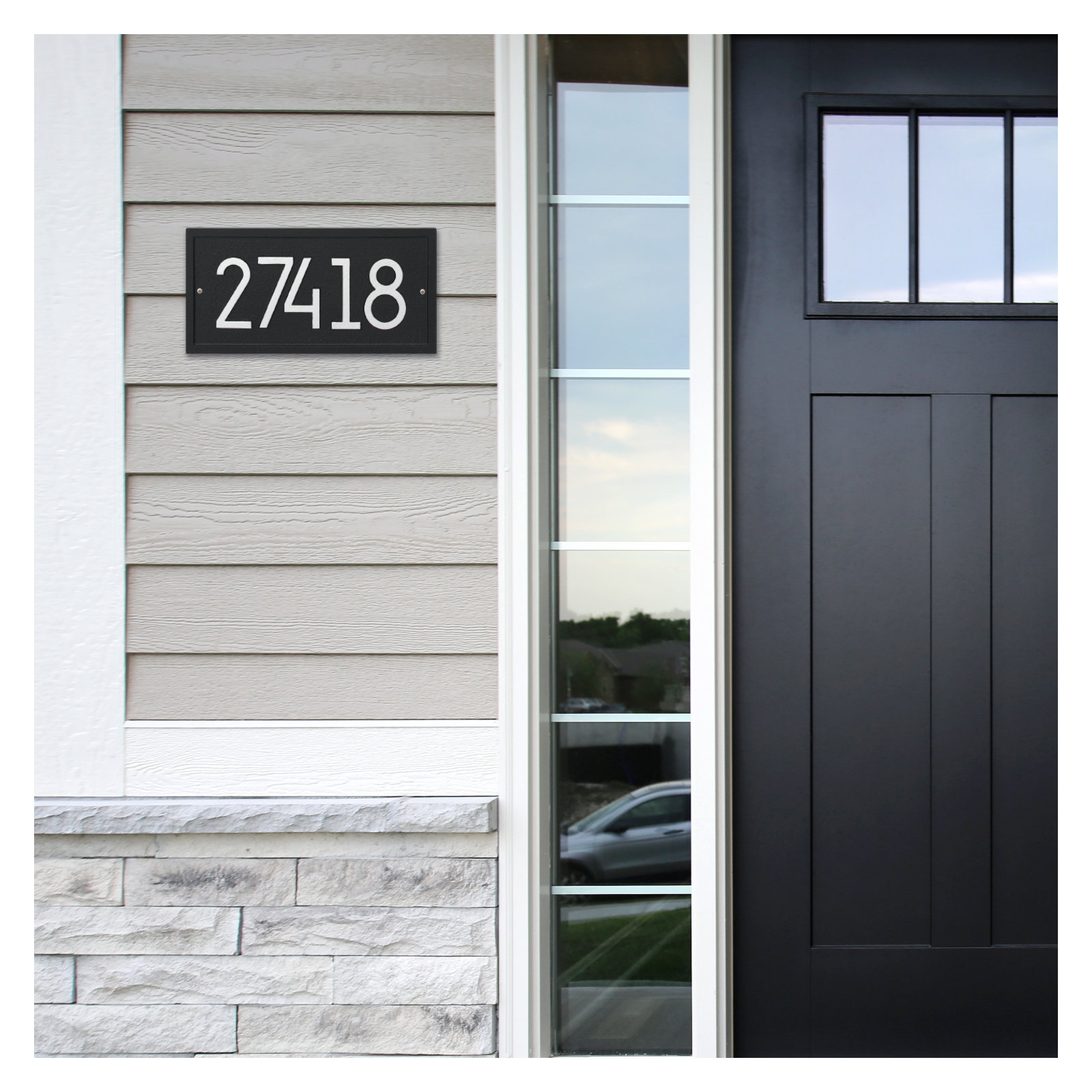 Modern Address Plaque, Black/Silver, Yes