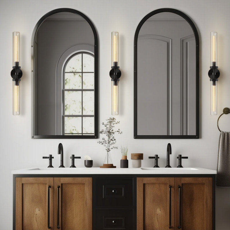 Twining 1 - Light Dimmable Armed Flush Mounted Black Wall Sconces Wall Lights(Including Bulb), Matte Black
