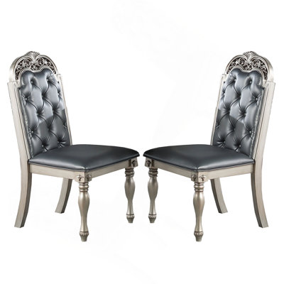 Ensemble de 2 chaises de salle à manger rembourrées en polyuréthane, argent