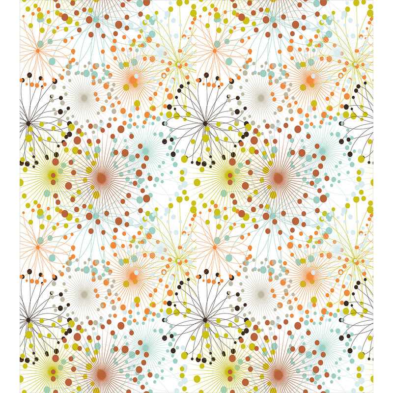 Flower Polyester Duvet Cover, Twin Duvet Cover + 1 Pillow Sham, Lines with Vibrant Dot