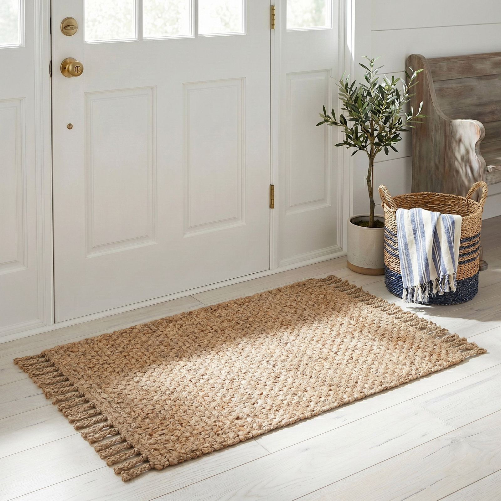 Parkerfield Handmade Flatweave Jute/Sisal Natural Area Rug, Rectangle 2' x 3'