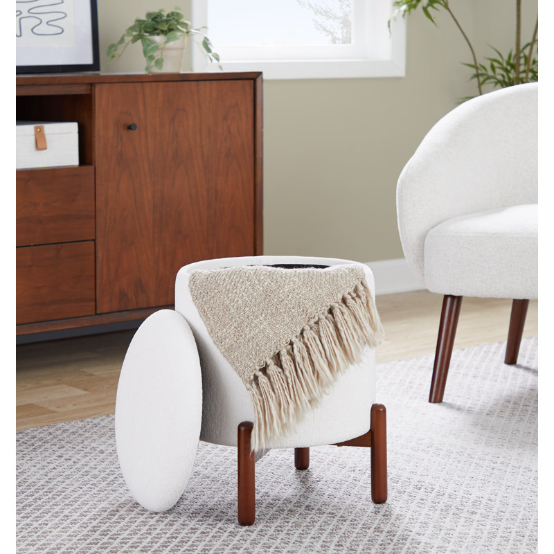  Repose-pieds avec rangement Greely, Blanc / Blanc