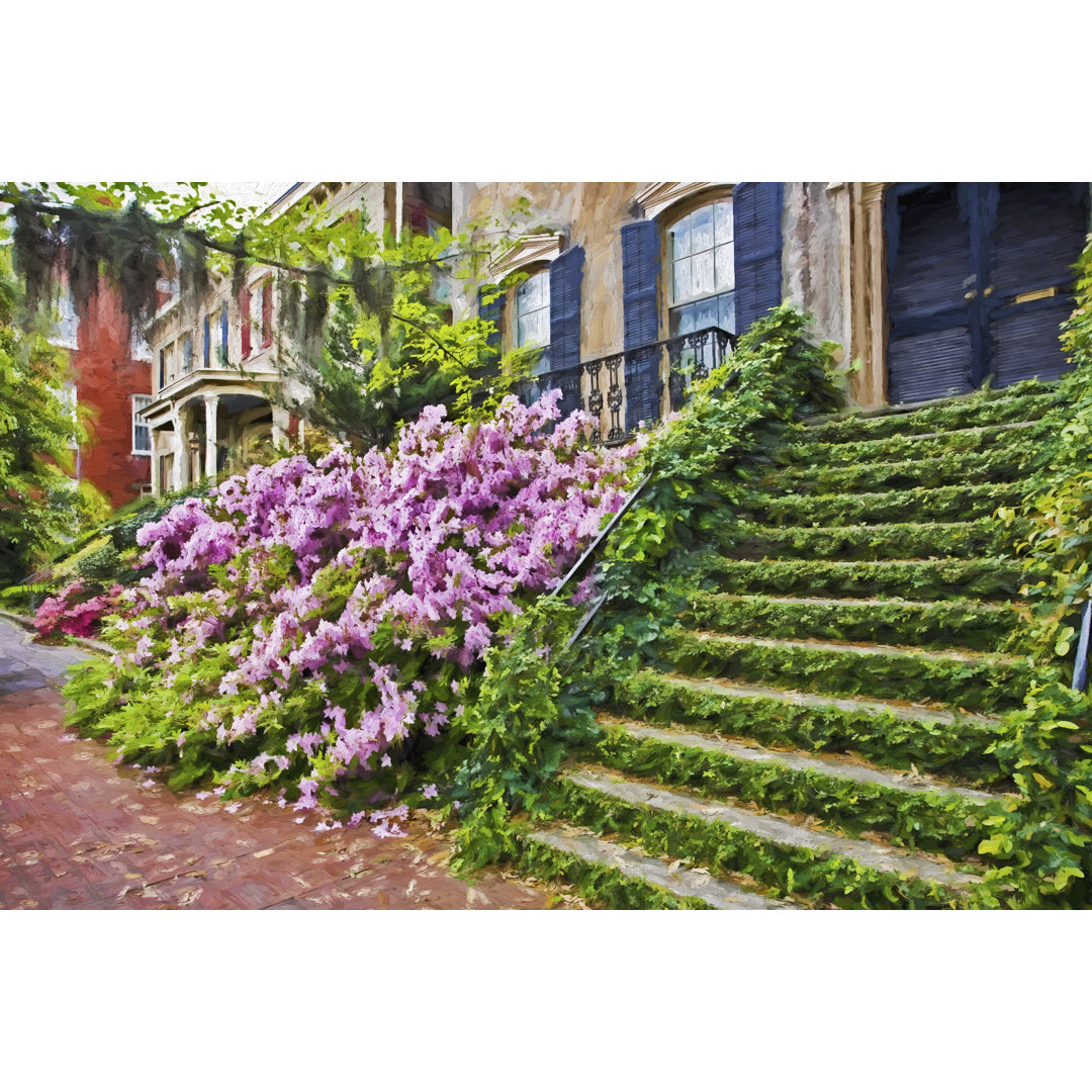 Impressionist Art Of The Historic District Of Savannah Georgia - Wrapped Canvas Print