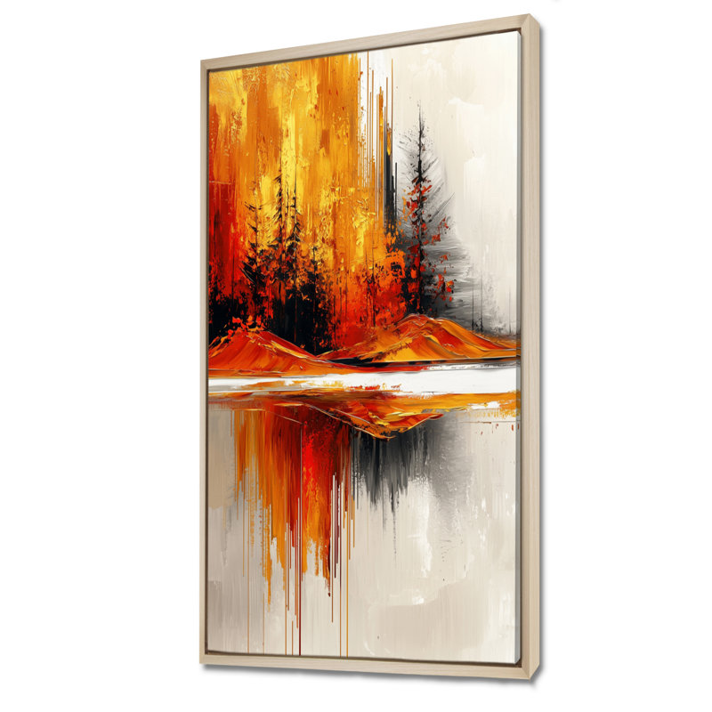 «Opsincs Abstract Autumn Forest In Ethereal Horizon II», art mural paysages, H 60 po x l 28 po, Crème, crème