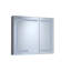 36 po L 30 po H Pharmacie rectangulaire en aluminium argenté encastré / à fixation en surface avec miroir DEL et horloge