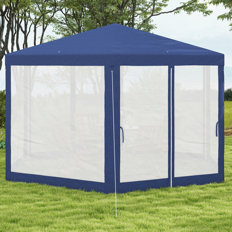 Tente d'extérieur avec abat-jour hexagonal bleu 13 "x 11" avec parois de protection en filet. Idéal pour le camping, les fêtes, la protection, les cordes et les piquets, deux portes à fermeture à glissière sur les côtés. Convient à des occasions convenables