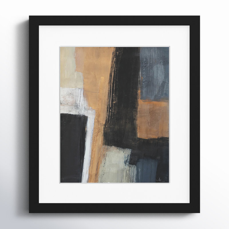 Metallic Slate I by Casa Fine Arts, Black Matted Picture Framed, 15" H x 13" W x 1.25" D